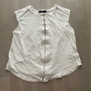 Generation Love Sleeveless 100% Linen Top with Cutout Crochet Details